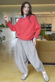 Conrad Batwing Ruffle Cuff Knit Soft Red